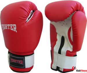 Rękawice bokserskie FIGHTER skóra PU, czerwono-białe