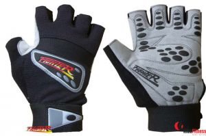 Rękawiczki kulturystyczne skórzane FIGHTER czarne/szare rozmiar XL