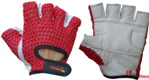 Rękawiczki kulturystyczne skórzane FIGHTER plecionka czerwone rozmiar XL