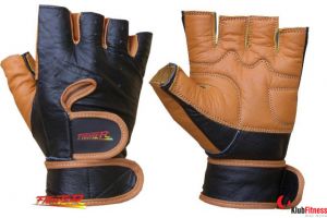 Rękawiczki kulturystyczne skórzane FIGHTER pomarańczowe/czarne rozmiar XL
